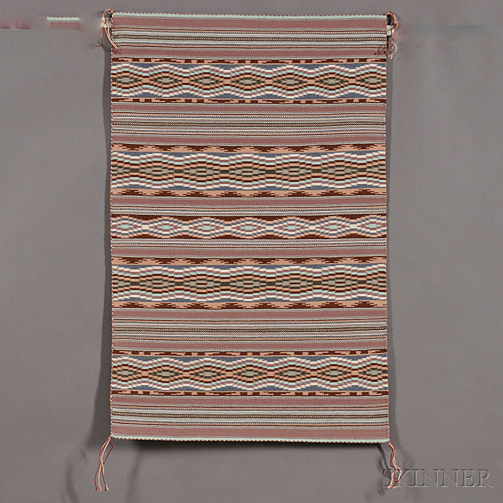 Appraisal: Navajo Contemporary Weaving tightly woven in a multicolored banded design