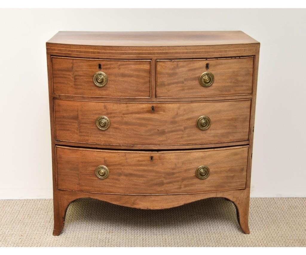 Appraisal: Georgian mahogany bow front chest of drawers circa h x