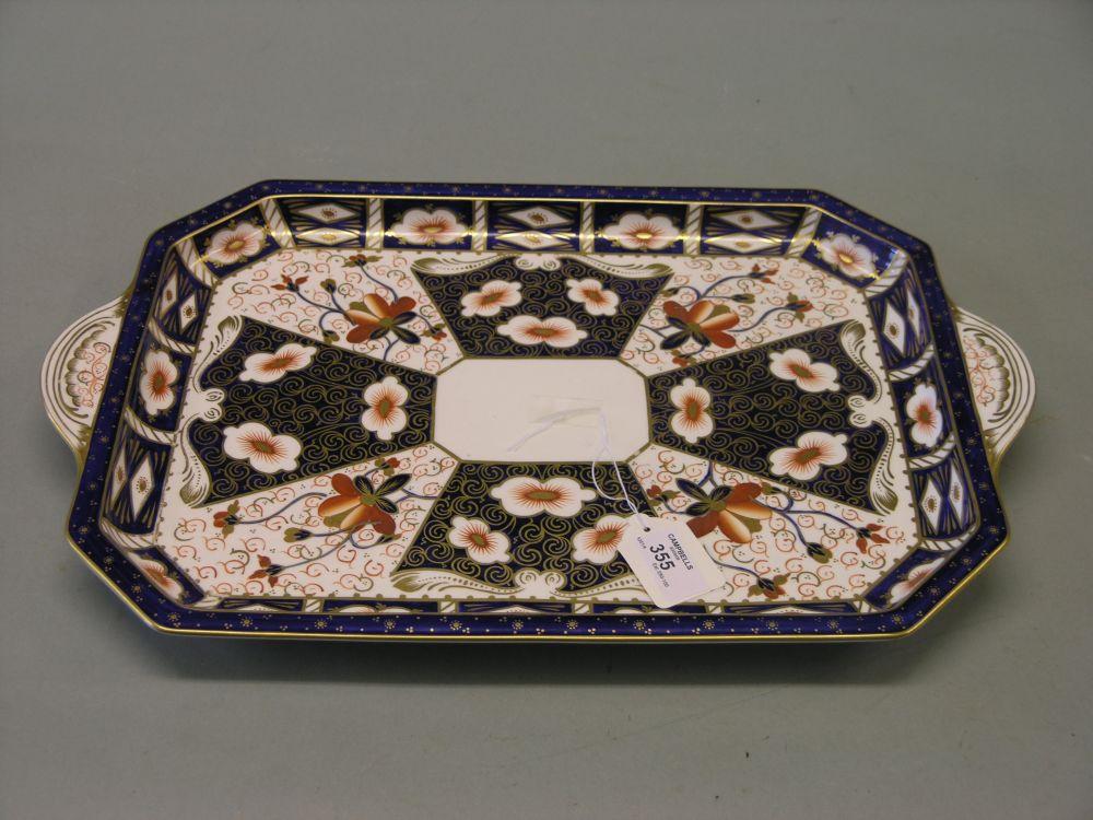 Appraisal: A Royal Crown Derby two handled tray painted with a