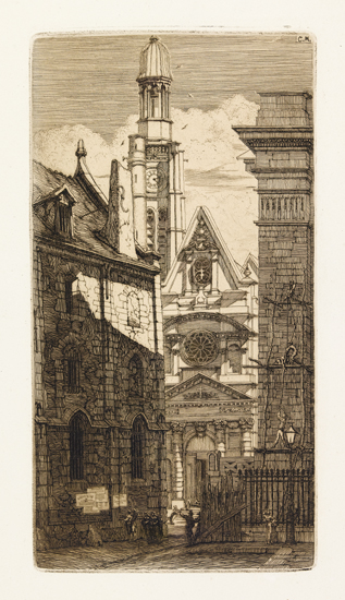 Appraisal: CHARLES MERYON Saint-Etienne-du-Mont Etching x mm x inches wide margins