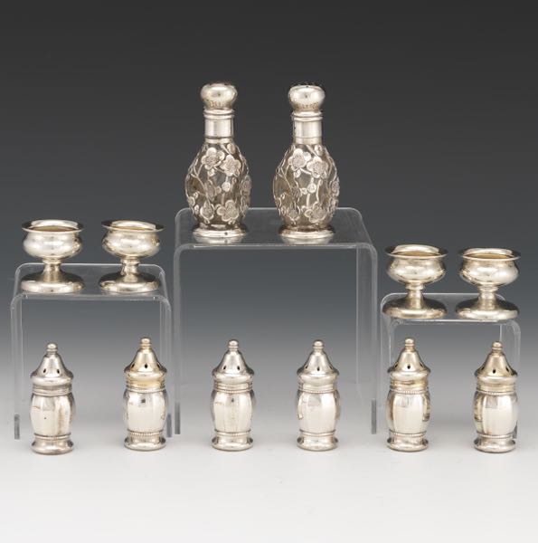 Appraisal: Collection of Sterling Silver Salt Pepper Shakers Cellars Consisting of