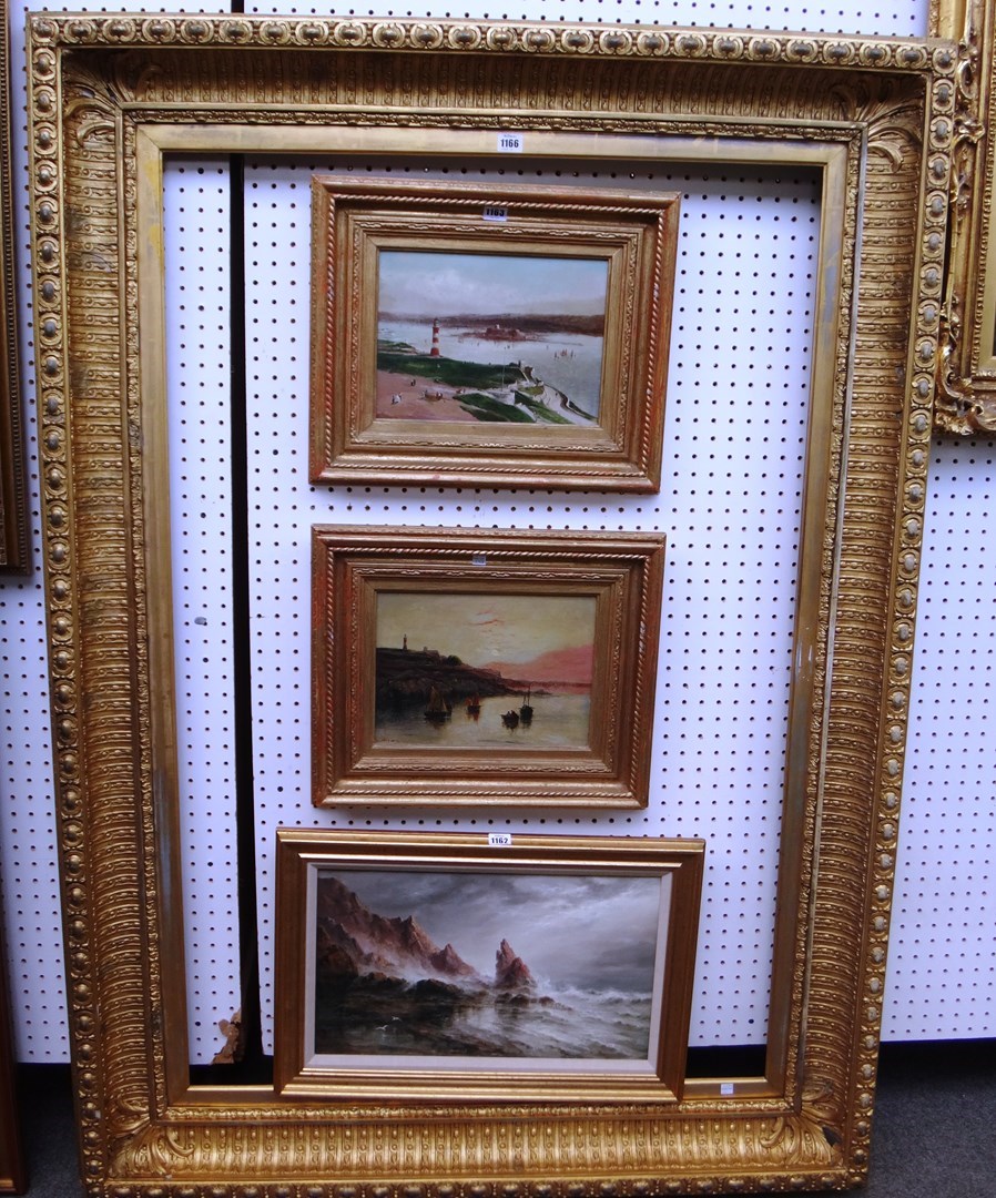 Appraisal: A gilt gesso rectangular picture frame late th early th