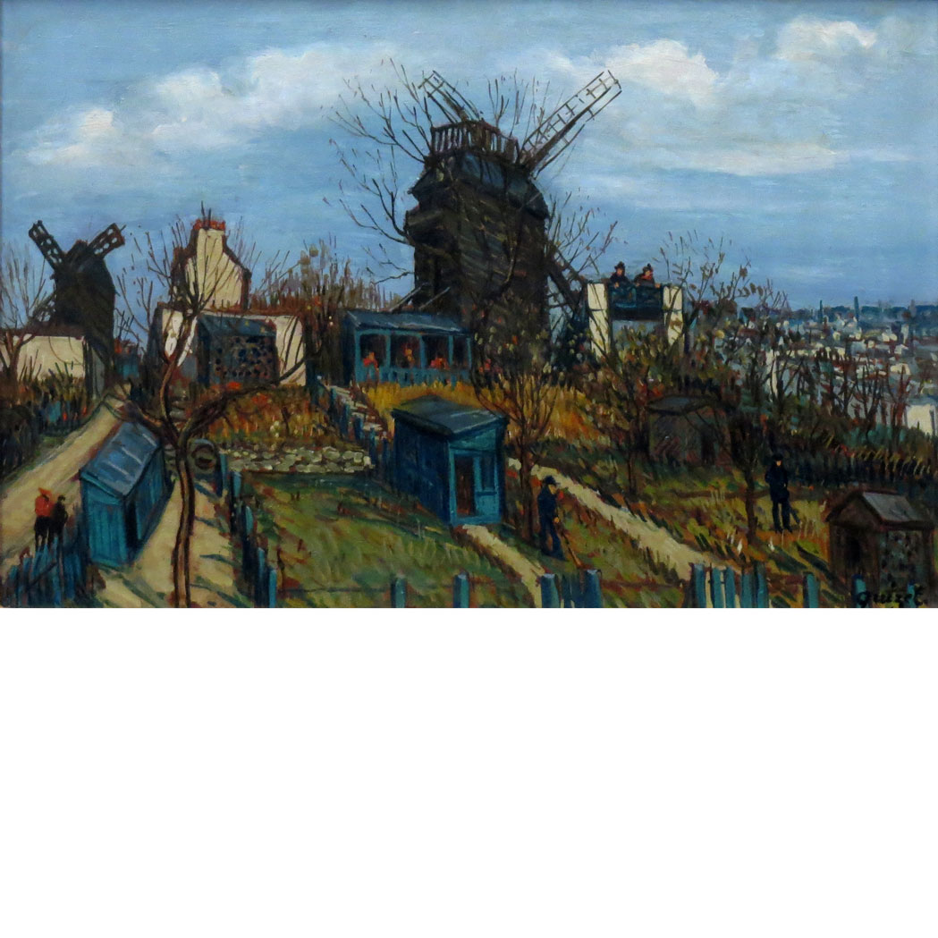 Appraisal: Leon-Alphonse Quizet French - Windmill Montmartre Signed Quizet lr Oil