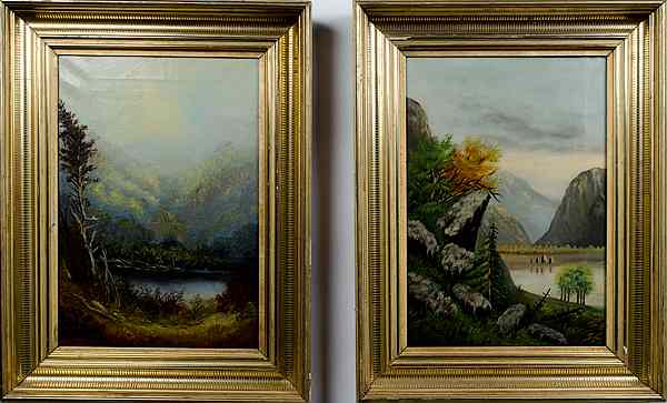 Appraisal: American School Landscapes Oil on Canvas American School th century