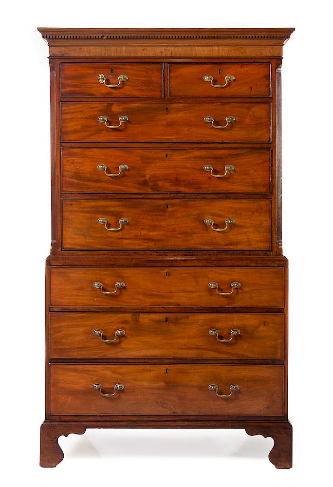 Appraisal: A George III Mahogany Chest on Chest A George III