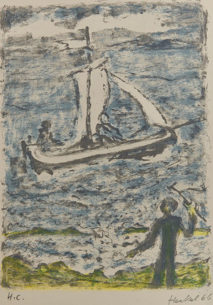 Appraisal: ERICH HECKEL German - Segelschiff Sailboat lithograph in colors ERICH