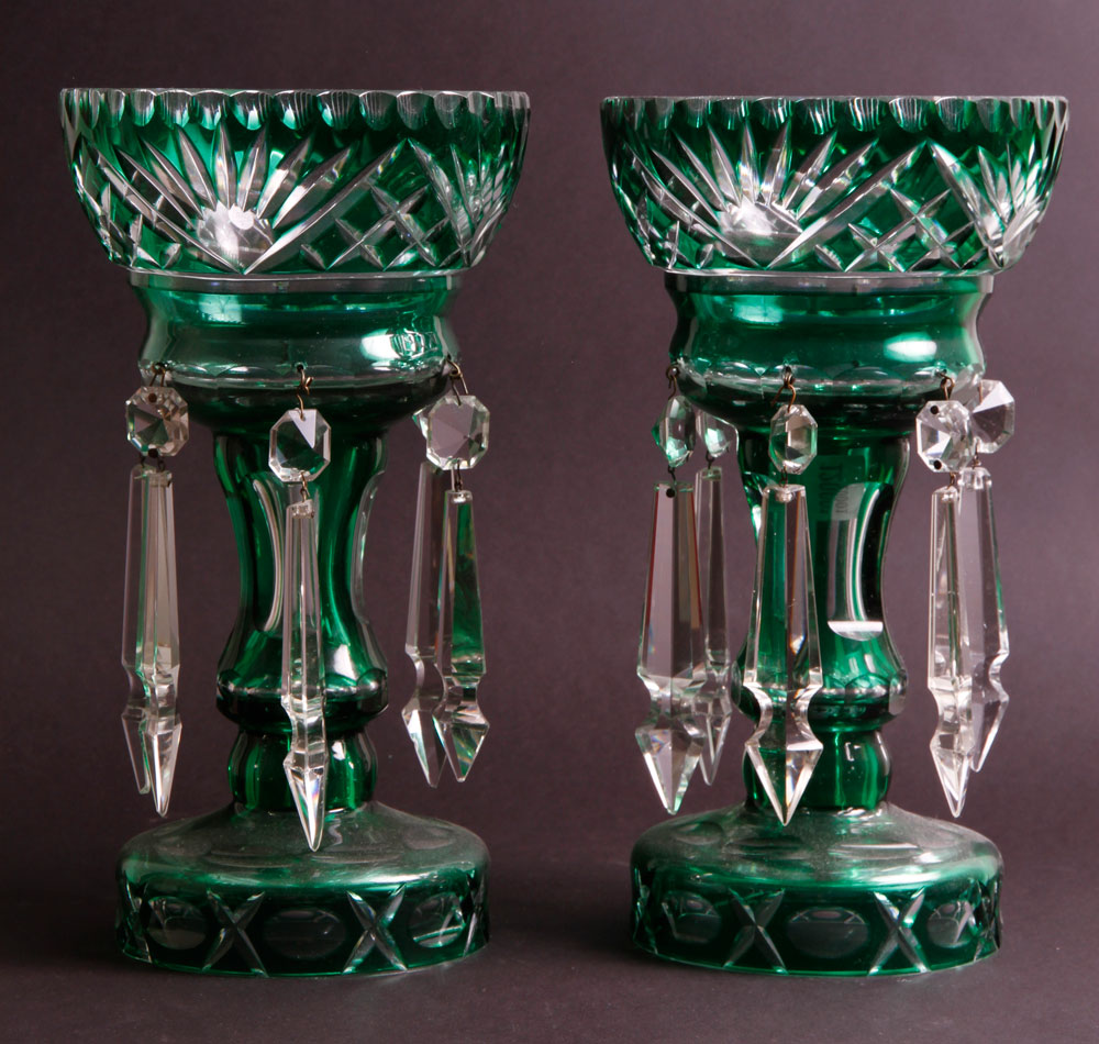 Appraisal: - Pair of Bohemian Glass Lustres Pair of Bohemian glass