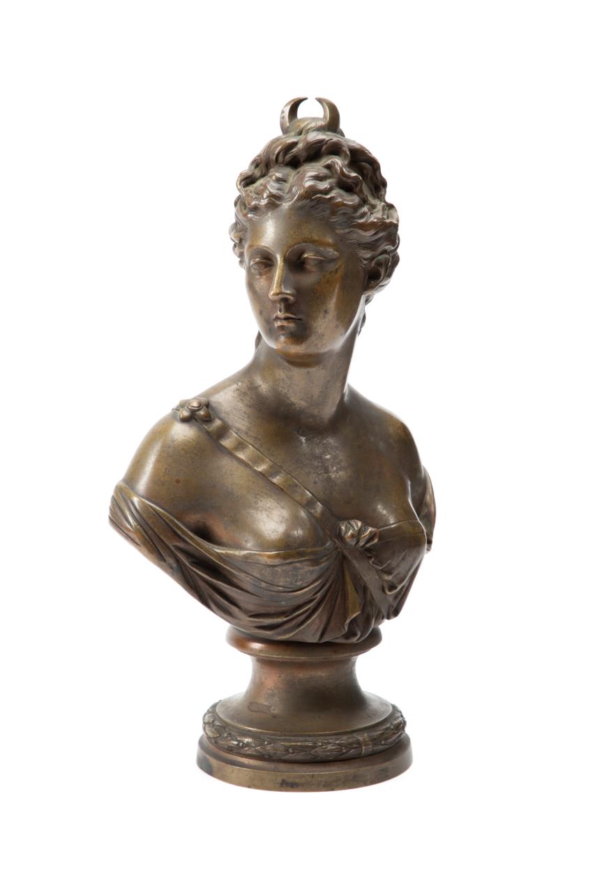 Appraisal: AFTER HOUDON BRONZE BUST OF DIANA C After Jean-Antoine Houdon