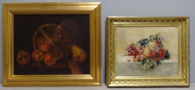 Appraisal: Two Oil on Canvas Fruit Still Lifes From a Connecticut