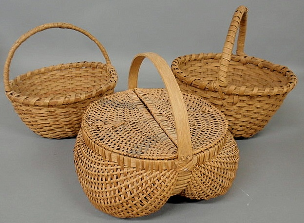 Appraisal: Three woven baskets largest h