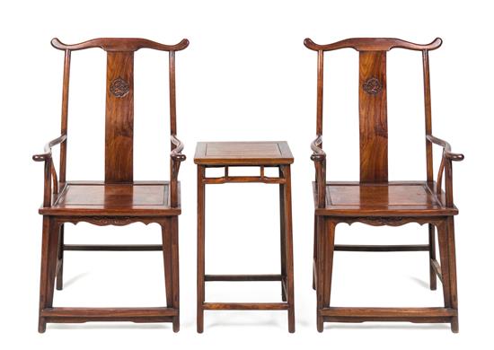 Appraisal: Sale Lot A Pair of Chinese Huali Wood Chairs and