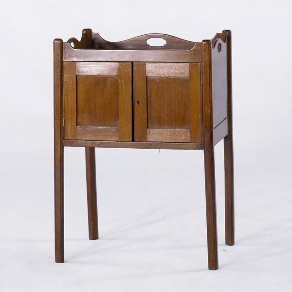 Appraisal: ENGLISH BEDSIDE STAND Mahogany th C Repair to leg x