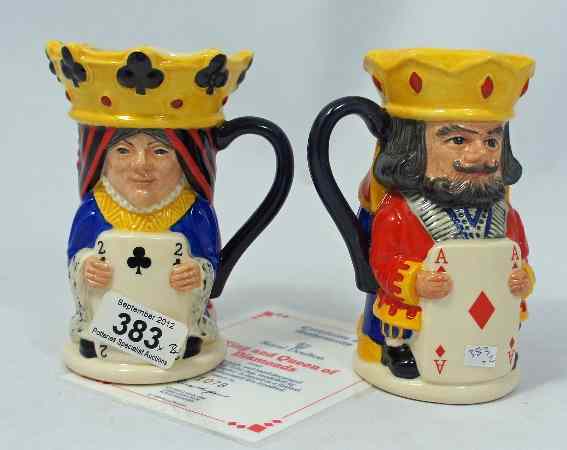 Appraisal: Royal Doulton small toby jugs King Queen of Clubs D