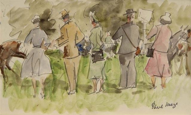 Appraisal: PAUL LUCIEN MAZE French - Spectators at the races signed