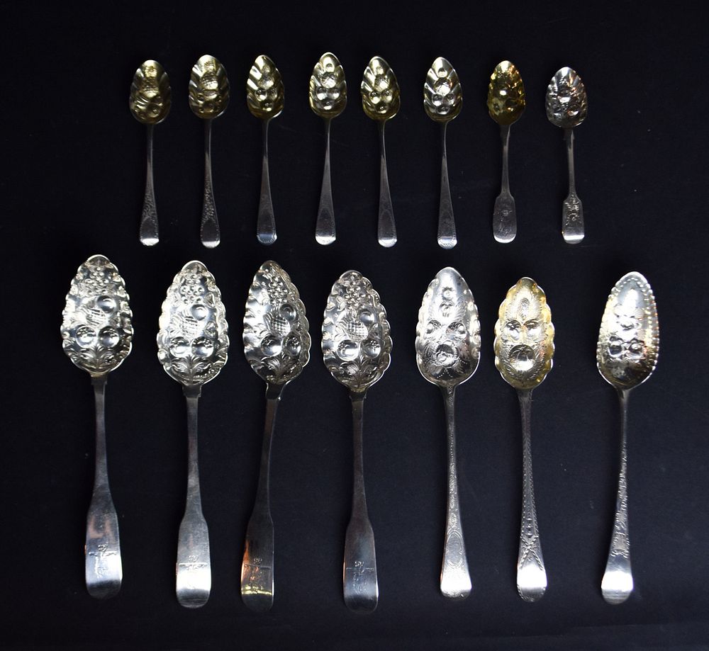 Appraisal: Irish English Sterling Berry Spoons hallmarked Irish sterling berry spoons