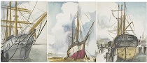 Appraisal: William Edward Ward American Cleveland School born Triptych of ships