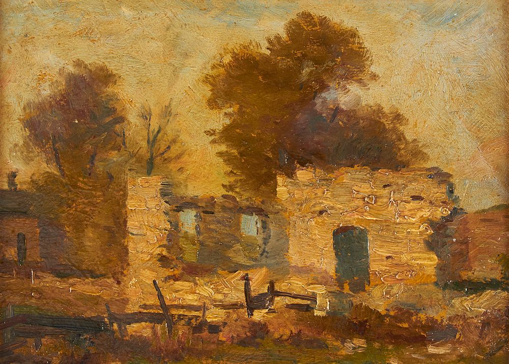 Appraisal: Nicholas Brewer Ruins Oil on Board Nicholas R Brewer American