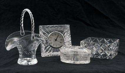 Appraisal: Four Cut Glass Articles Including an oval covered box a