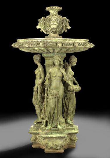 Appraisal: Monumental Patinated Bronze Garden Fountain in the Beaux Arts neoclassical