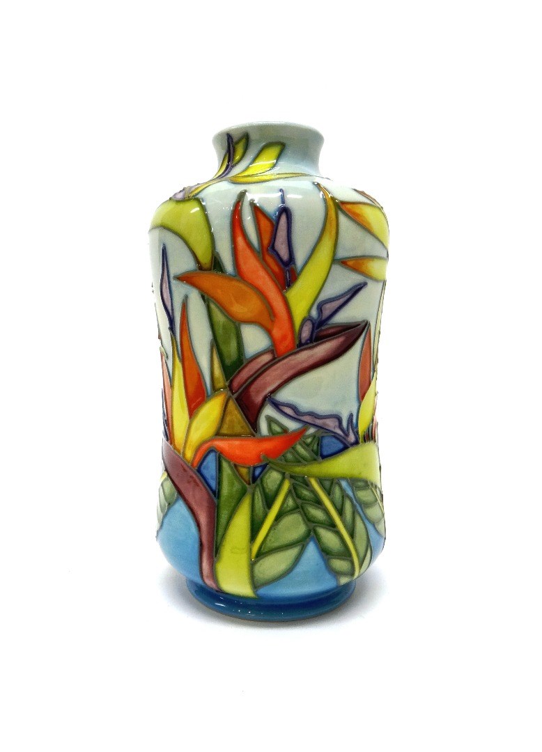 Appraisal: A Moorcroft 'Birds of Paradise' vase circa cm high boxed