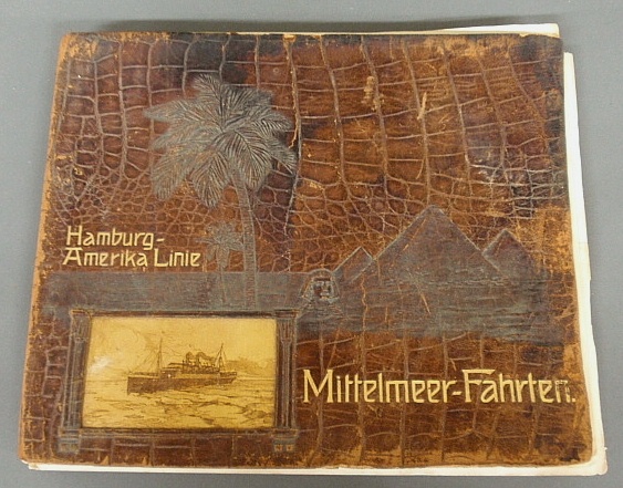 Appraisal: - German leather-bound book Hamburg-Amerika Line of ocean liners salon