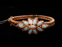 Appraisal: K Yellow Gold Opal Bracelet Ladies K yellow gold filigree