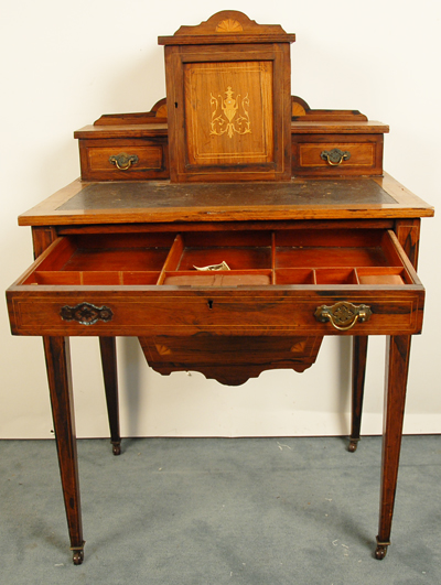 Appraisal: An E th C Continental Rosewood Sewing Writing Stand of