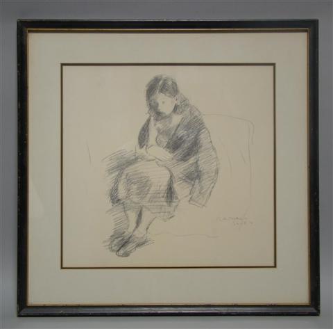 Appraisal: RAPHAEL SOYER AMERICAN - SEATED WOMAN Graphite on paper x