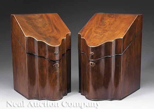 Appraisal: A Pair of George III Mahogany Inlaid Knife Boxes late