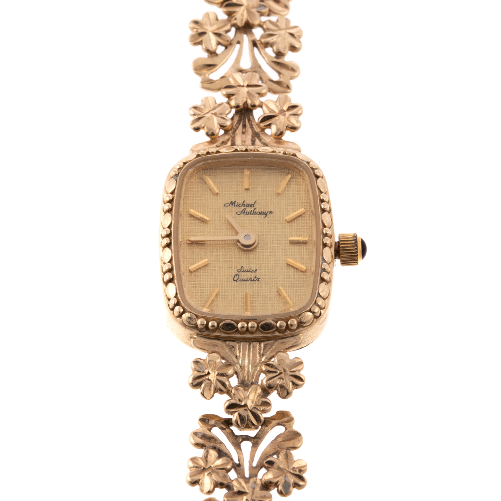 Appraisal: A MICHAEL ANTHONY WATCH WITH FLORAL BAND IN K K