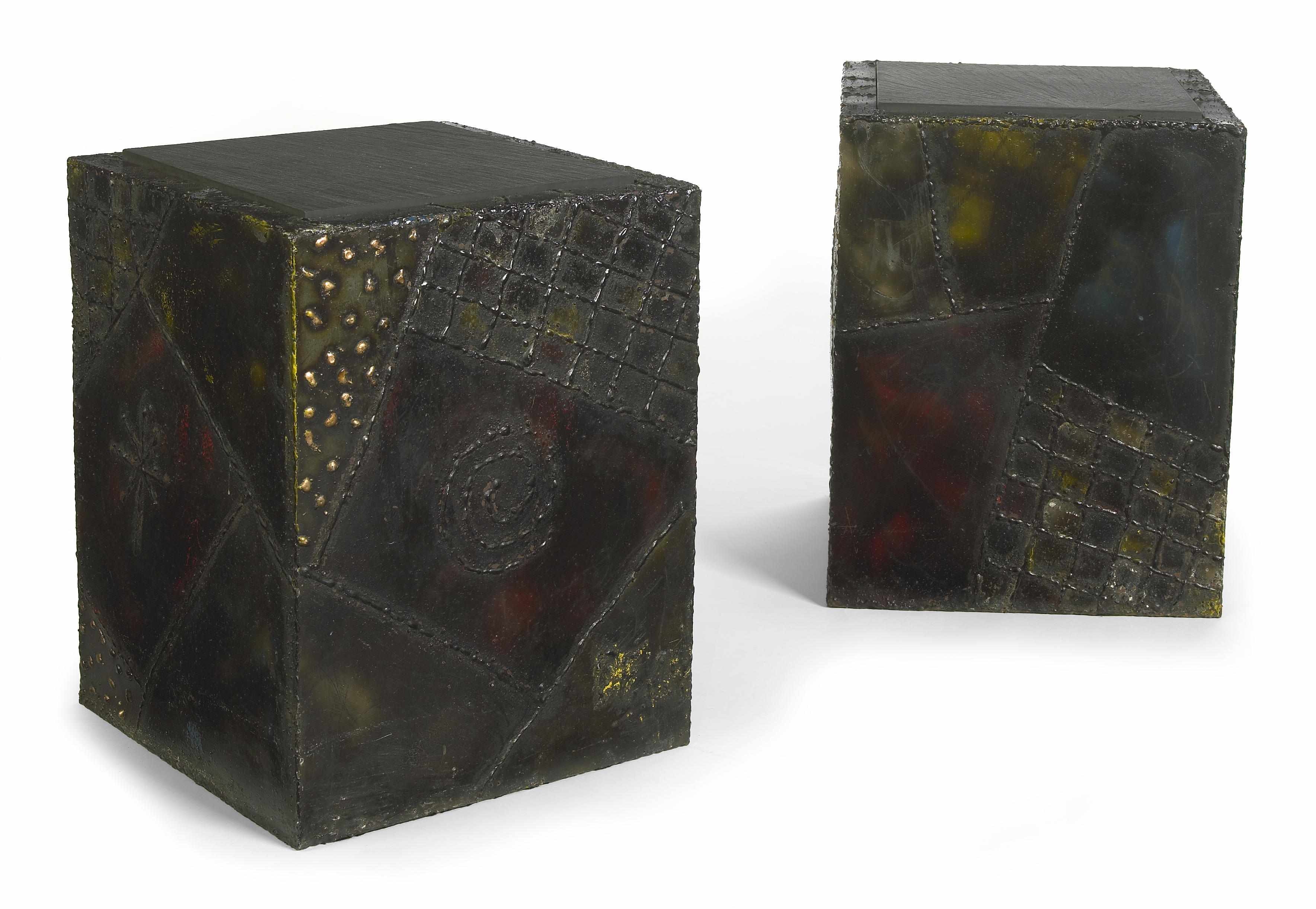 Appraisal: Paul Evans American - pair of end tables polychromed and