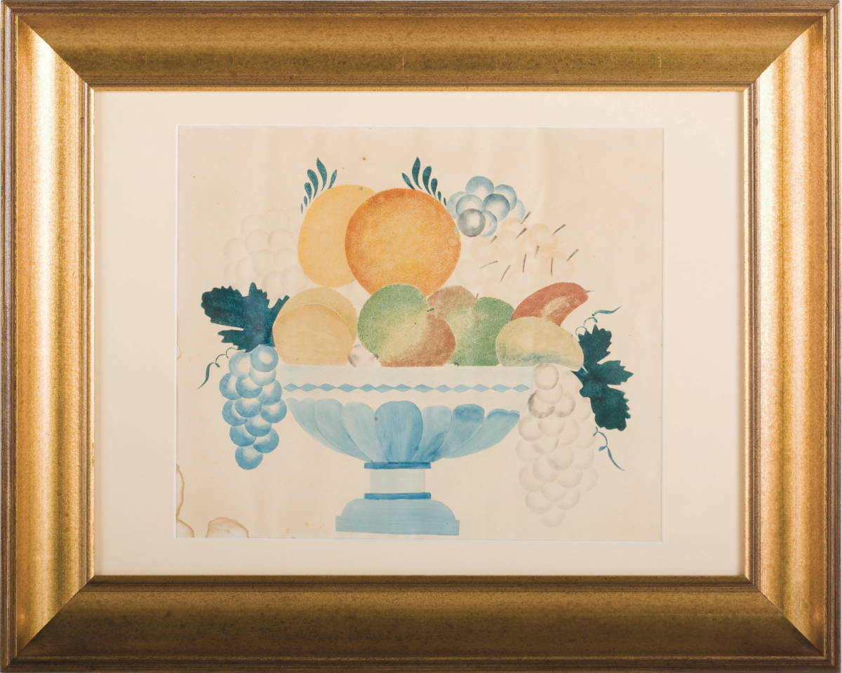 Appraisal: AMERICAN THEOREM PAINTING OF A COMPOTE OF FRUIT PROBABLY NEW