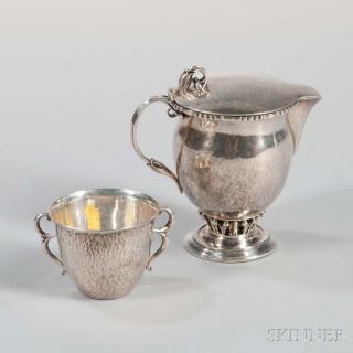 Appraisal: George Jensen Silver Creamer and Sugar Sterling silver Denmark -