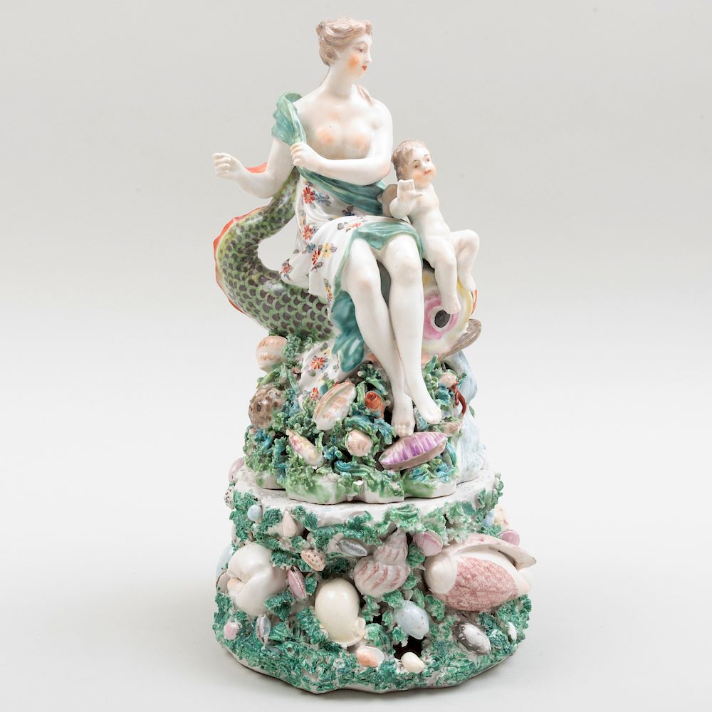 Appraisal: Large Derby Porcelain Figure Group of Venus On a shell