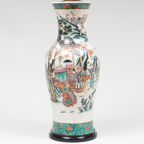 Appraisal: LARGE CHINESE CRACKLE GLAZED VASE MOUNTED AS A LAMPThe vase