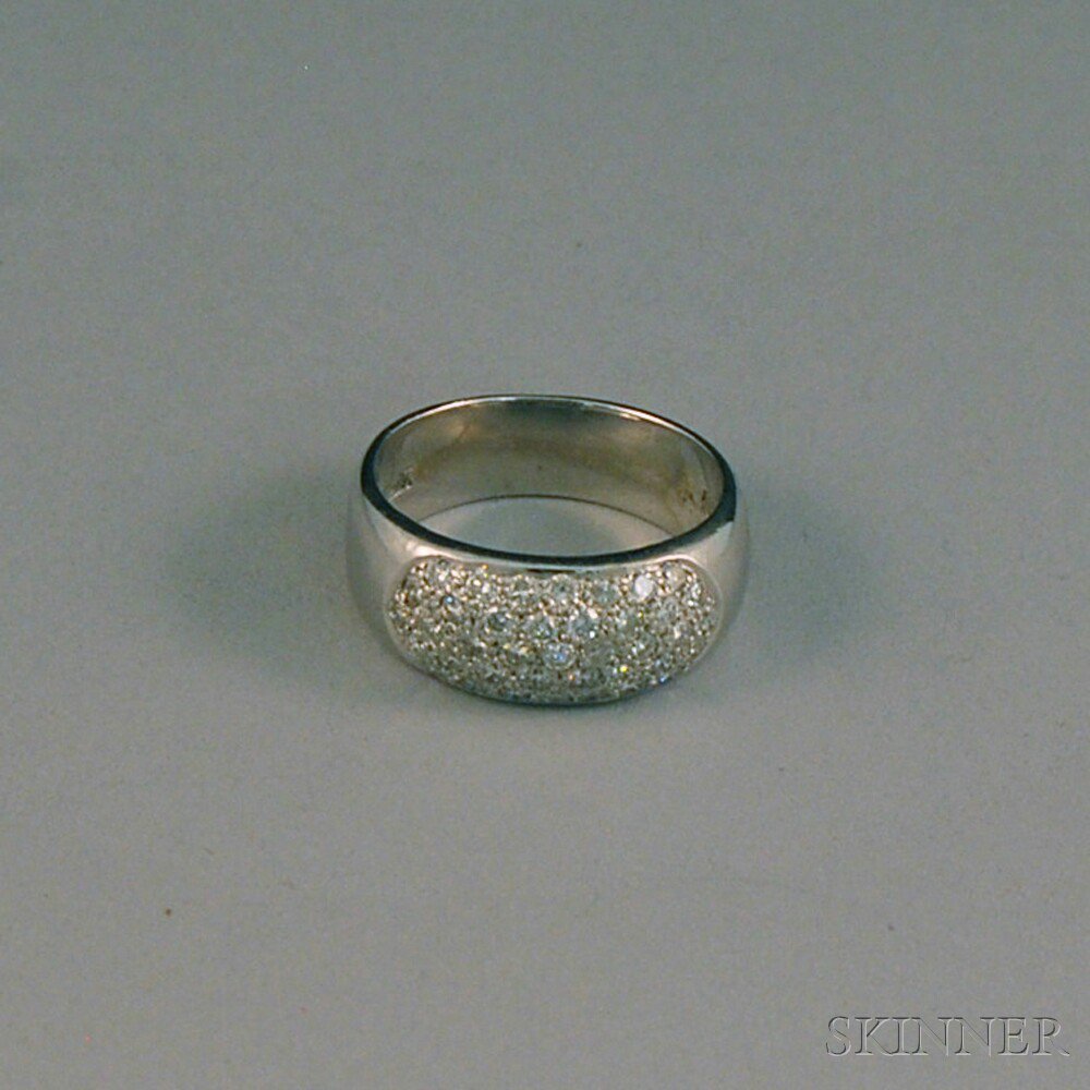 Appraisal: Wide kt White Gold and Pave Diamond Band wd to