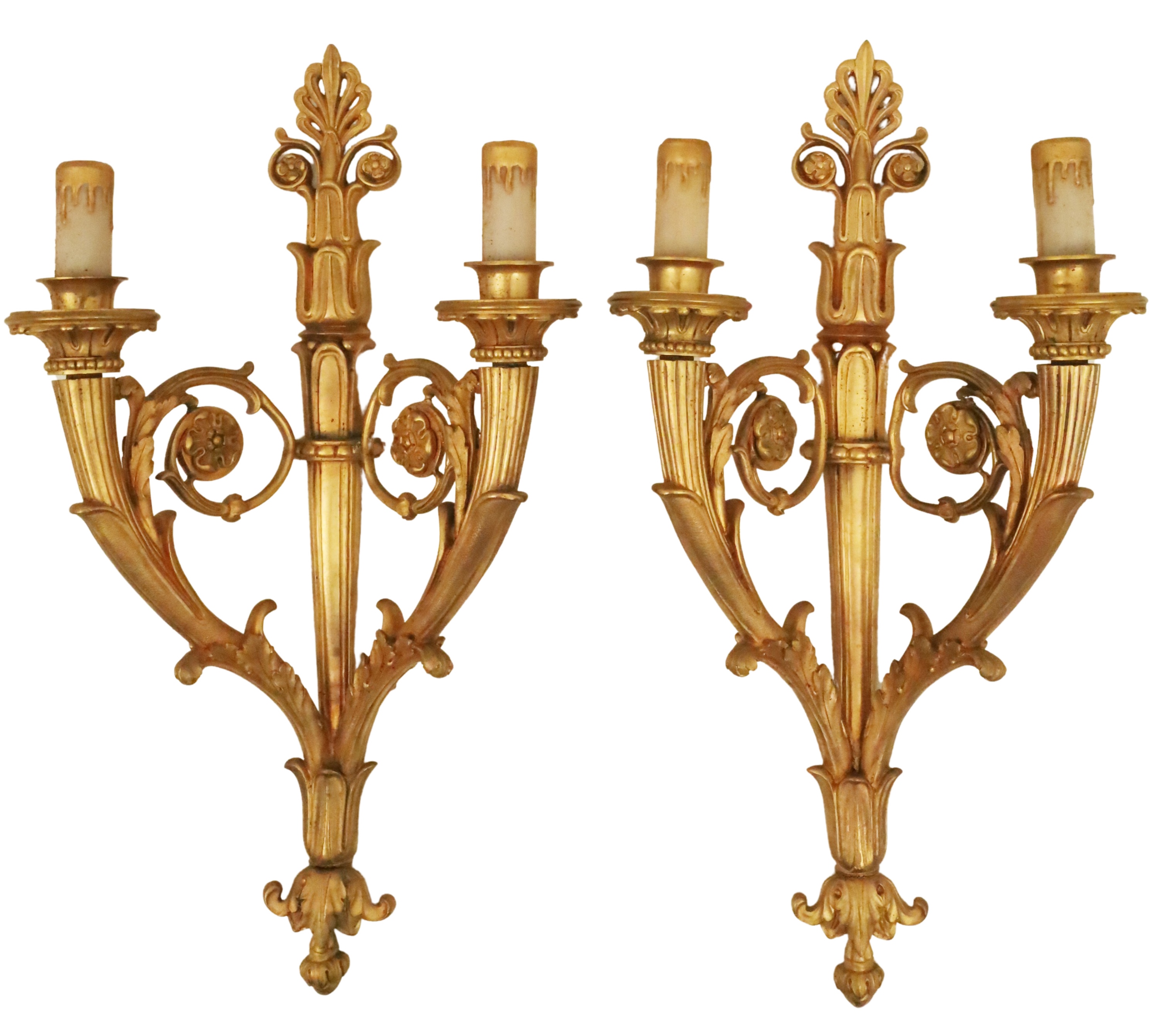 Appraisal: PR OF FRENCH LOUIS XV STYLE GILT BRONZE SCONCES Pair