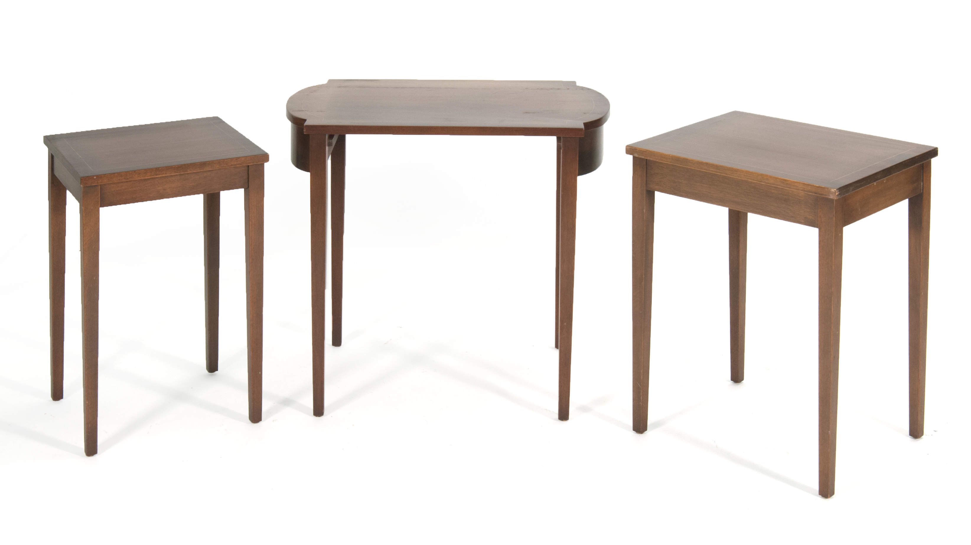 Appraisal: TH CENTURY NESTING SET OF THREE TABLES in mahogany Shaped