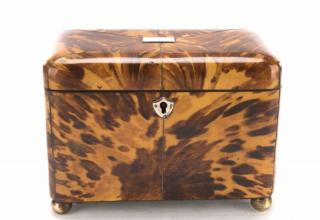 Appraisal: Regency Dome Top Tortoiseshell Tea Caddy C English early th