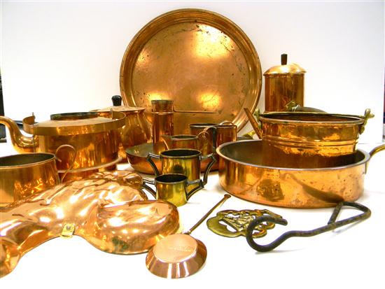 Appraisal: Collection of copper and brass including a tray '' diam