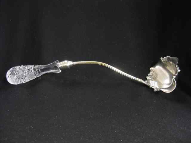 Appraisal: Brilliant Period Cut Glass Handled PunchLadle silverplate end '' long