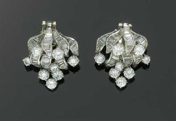 Appraisal: DIAMOND CLIP EARRINGS ca White gold Elegant clip earrings stud