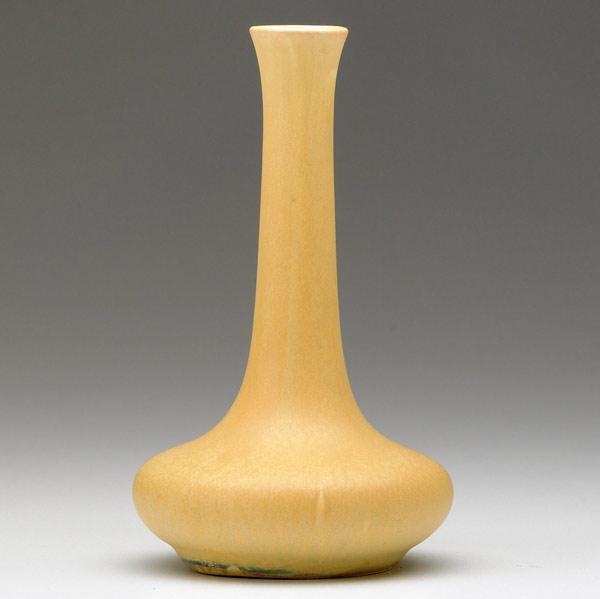 Appraisal: GRAND FEU Mission ware bottle-shaped vase covered in matte yellow