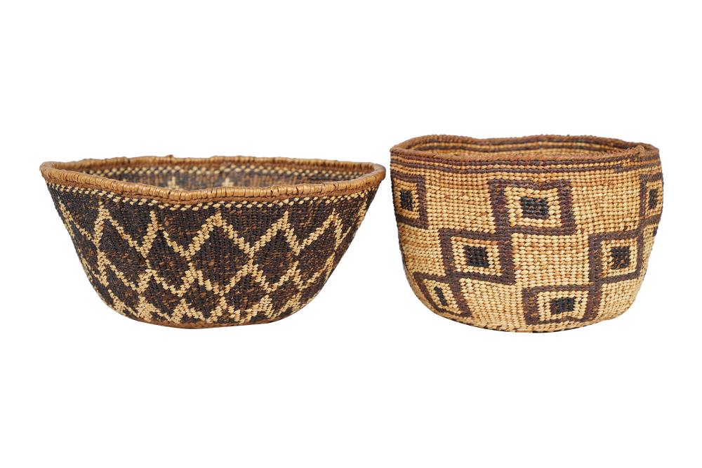 Appraisal: TWO NATIVE AMERICAN WOVEN BASKETSthe larger inches diameter inches high