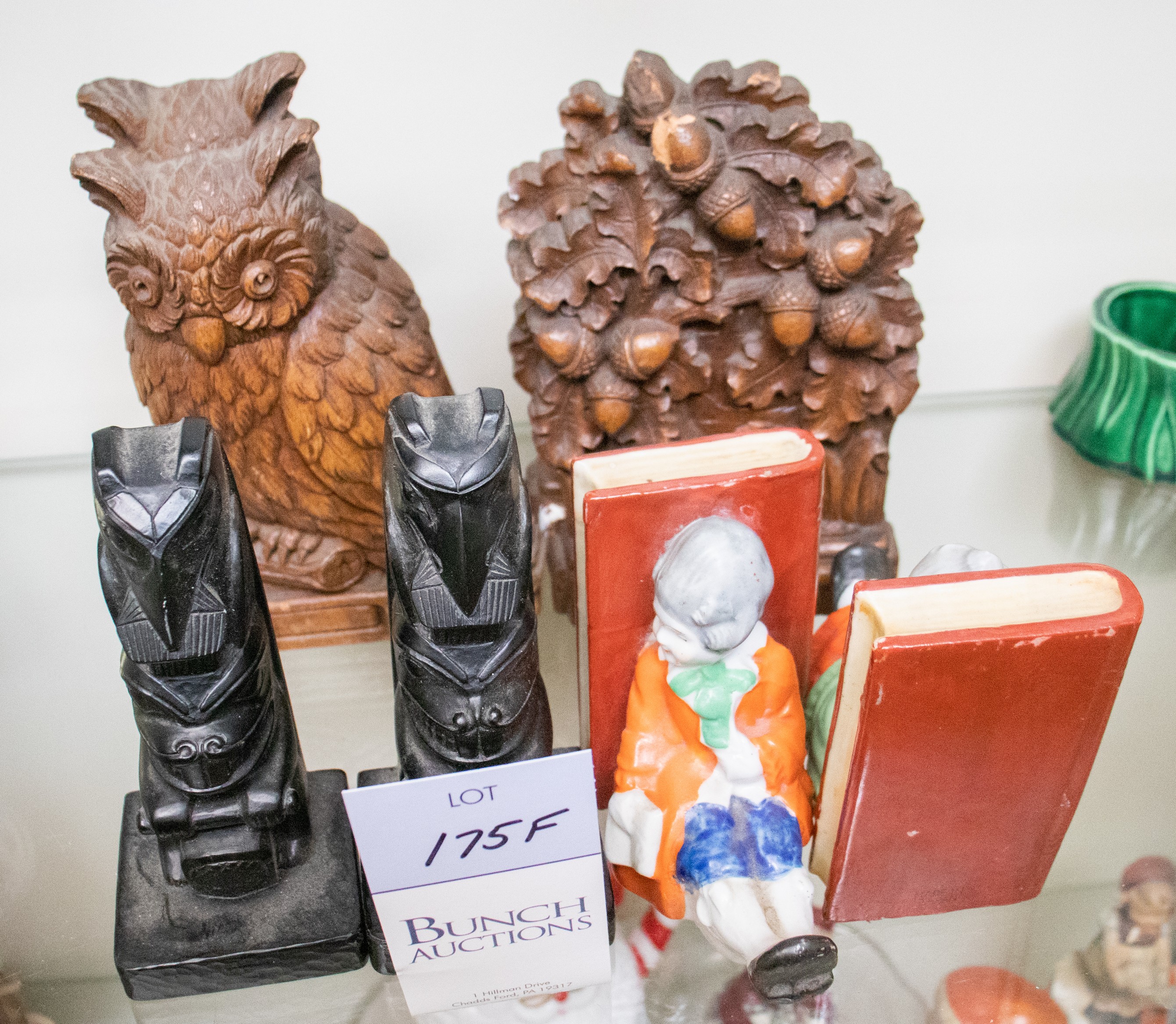 Appraisal: Pair of figural bookends c o Syroco Wood owl -