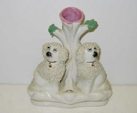 Appraisal: STAFFORDSHIRE POTTERY POODLE INKWELL Two dogs seated on each side