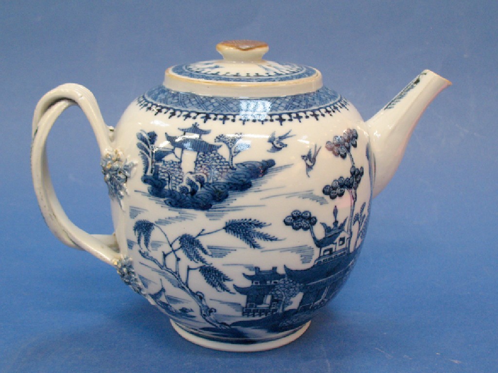 Appraisal: A CHINESE EXPORT BLUE AND WHITE TEAPOT decorated in underglaze