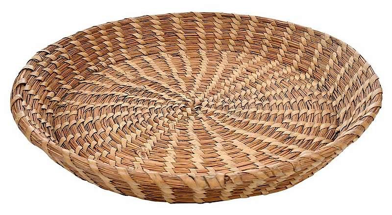 Appraisal: Coiled Pine Needle Fanner Basket American Southeast th century rush