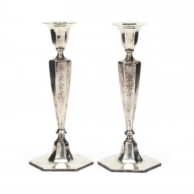 Appraisal: Pair of Tiffany Co Sterling Silver Candlesticks - John C