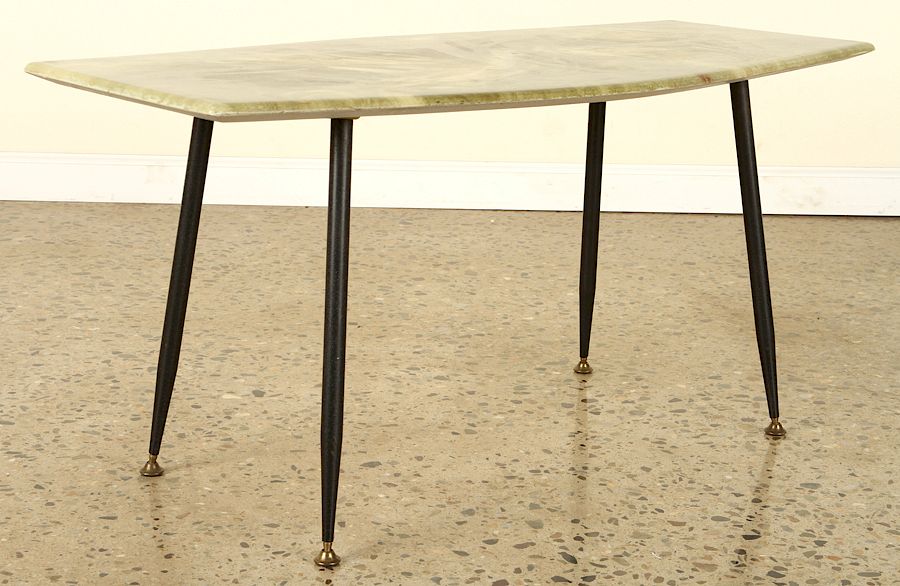 Appraisal: ITALIAN IRON COFFEE TABLE ONYX TOP An Italian iron coffee